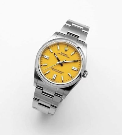 NR Factory Replica ROLEX Oyster Perpetual ETA2836 Yellow Dial 36mm Watch